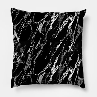 Black Marble with White texture Pillow