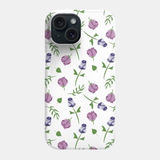 Pretty Pink Purple Lavender and White Roses Floral Phone Case