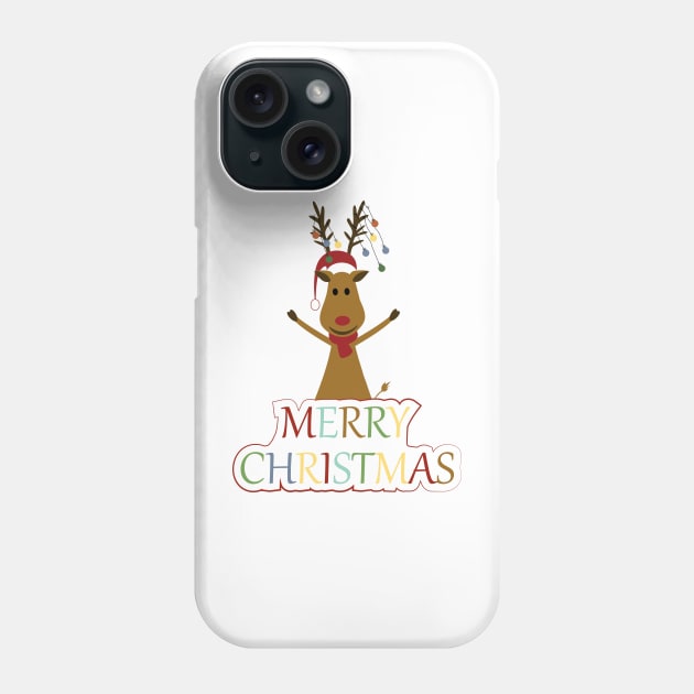 Happy and Merry Christmas reindeer Phone Case by grafart