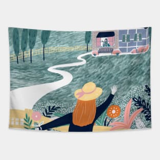 Country side illustration Tapestry