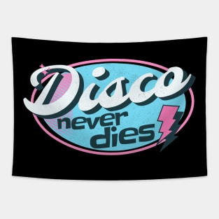 DISCO  - Never Dies Retro (Light blue/pink) Tapestry