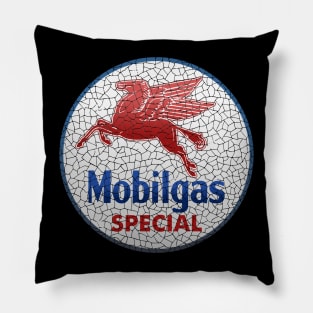 vintage oil mobil gas pegasus sign Pillow