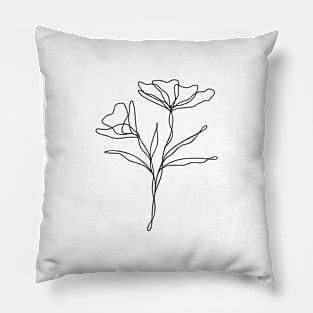 wildflower continuous line art Pillow