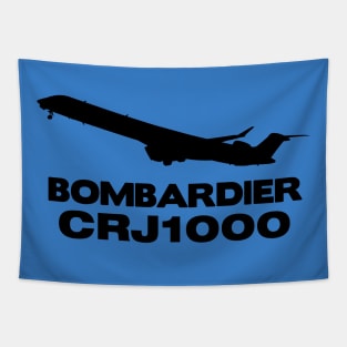 Bombardier CRJ1000 Silhouette Print (Black) Tapestry