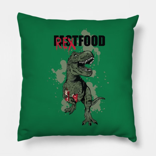 T-Rex Food Fest: Jurassic Flavor Pillow by WorldDinosaurs