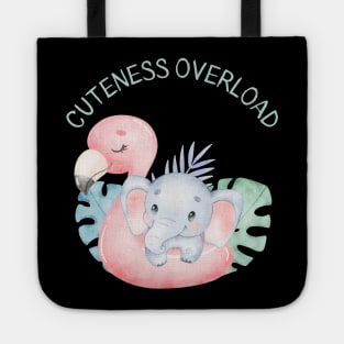 Cuteness overload cutest baby elephant and flamingo pink Tote