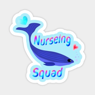 Nurseing Squad Cartoon Fish Dolphins with Love Funny Graphic Design T-Shirt Magnet