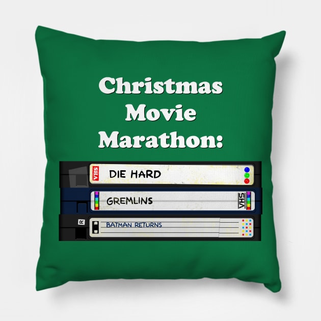 Christmas Movie Marathon (green variant) Pillow by GloopTrekker