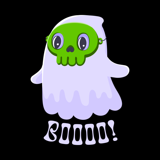 Boooo! - Playful Ghost Wearing A Green Skull by WeAreTheWorld