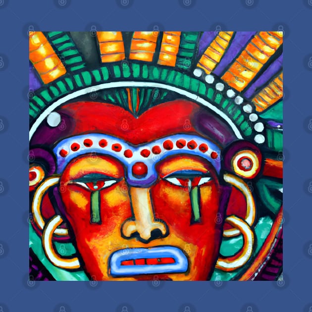 Colorful Mexican God Painting by Ravenglow