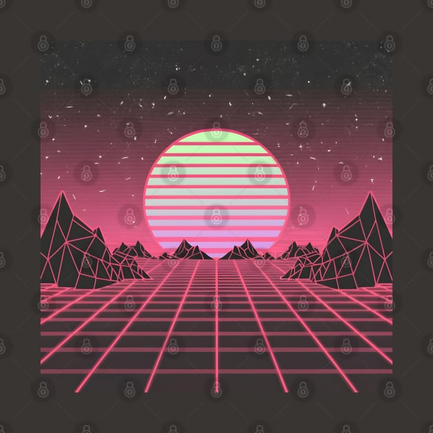 Neon Synthwave sun by Spaceboyishere