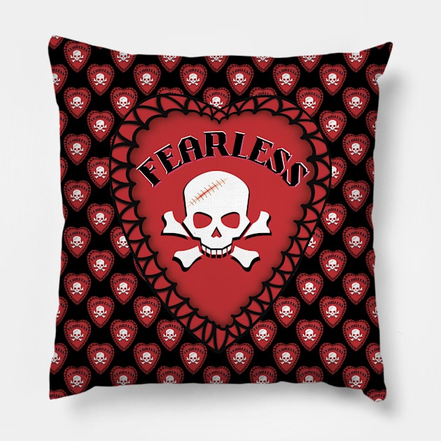 fearless heart repeating pattern in background Pillow by FlippinTurtles