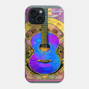 Acoustic Guitar Stained Glass Pop Style Digital Art Phone Case