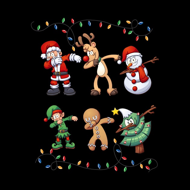 Santa Claus, Elf, Christmas Lights, Reindeer, Gingerbread, Snowman, Penguin, Santa Hat And The Trendy Dab Dance Pose Gifts Christmas Funny by mittievance