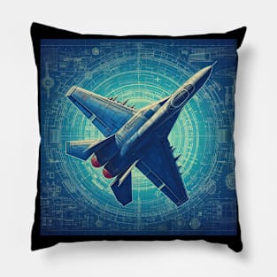 F14 Tomcat Fighter Jet Blueprint Engineering Pillow