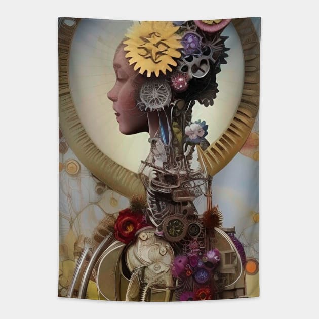 Surreal Android Robot Art - SP445 - Be Different - Steampunk Tapestry by ZiolaRosa