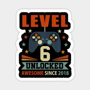 Level 6 Unlocked Awesome Since 2018 6Th Birthday Gaming Magnet