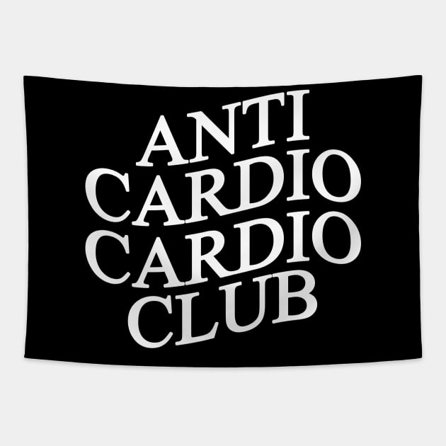 Anti Cardio Cardio Club: White Logo (Front + Back Design) Tapestry by artbooming