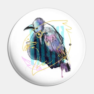 Raven abstract collage Pin