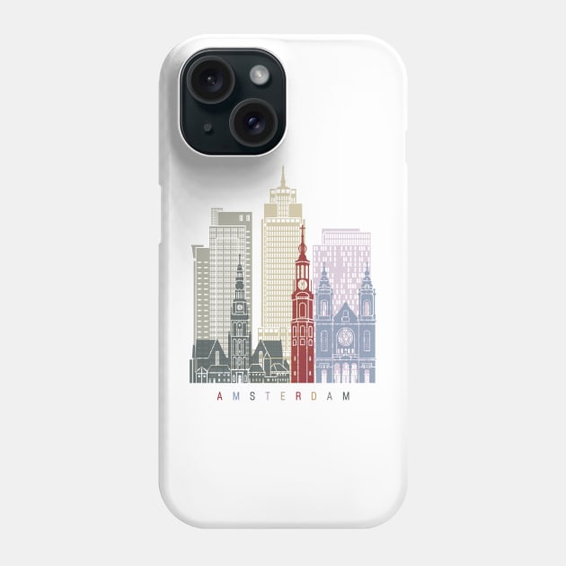 Amsterdam V2 skyline poster Phone Case by PaulrommerArt