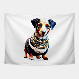 Glamour Pup: Elegant Dachshund with Statement Jewelry Tapestry