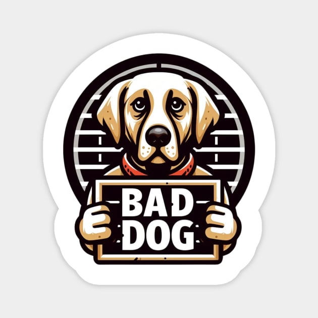 Illustrated Bad Dog Jail Mugshot Magnet by Shawn's Domain