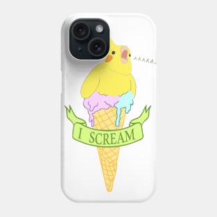 ice cream - I scream - yellow cockatiel Phone Case