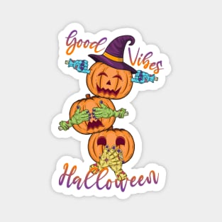 Triple Funny Halloween Pumpkin Head Magnet