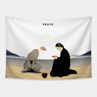 Peace: Can't We All Just Get Along on a light (Knocked Out) background Tapestry