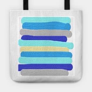 Bright Ocean Blue Painter's Stripes Tote