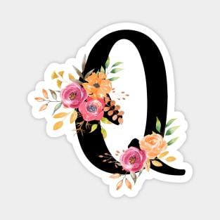 Letter Q With Watercolor Floral Wreath Magnet