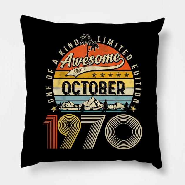 Awesome Since October 1970 Vintage 53rd Birthday Pillow by Ripke Jesus