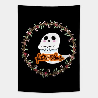 Fabolous Kawai Cute Ghost For Kids Design - Spooky Halloween Tapestry