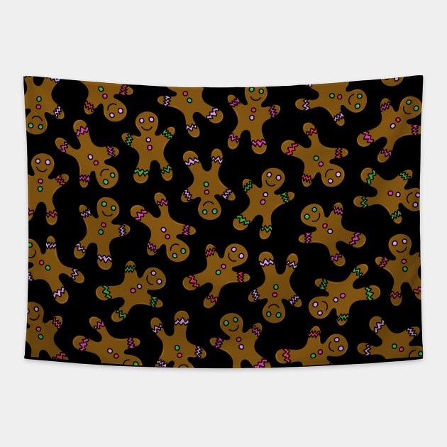 Gingerbread Men Doodle Pattern, made by EndlessEmporium Tapestry by EndlessEmporium