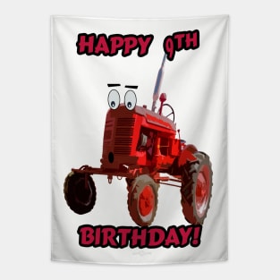 Happy 9th Birthday tractor design Tapestry