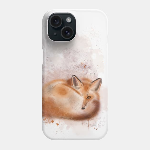 sleepy fox watercolor painting Phone Case by RenattaZare