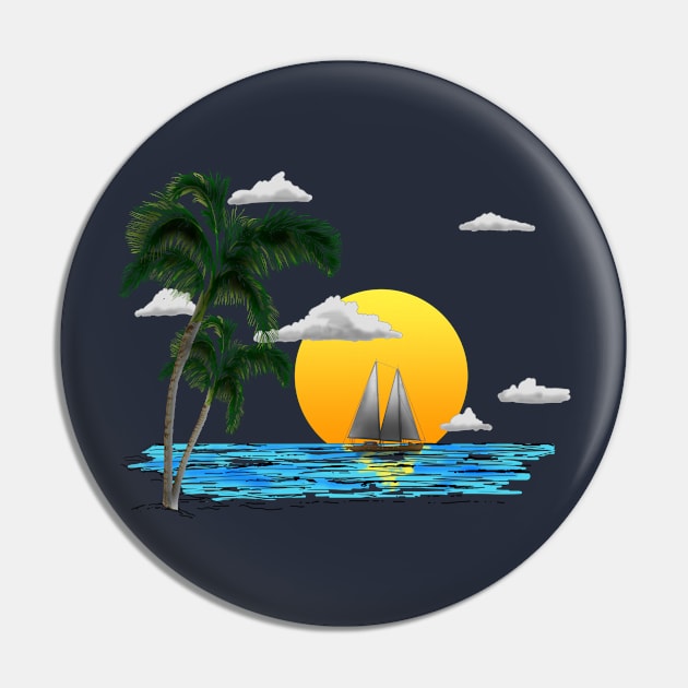 Sunset Sailing Beach Pin by macdonaldcreativestudios