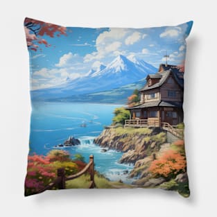 House next to the sea, near the mountains Pillow