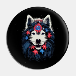 Patriotic Samoyed Pin