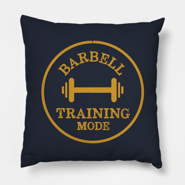 Barbell Training Mode Retro Workout Pillow by happinessinatee