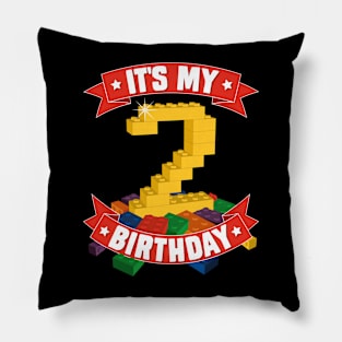 It's My Birthday 2nd Years Old Block Building Boys Girls Pillow