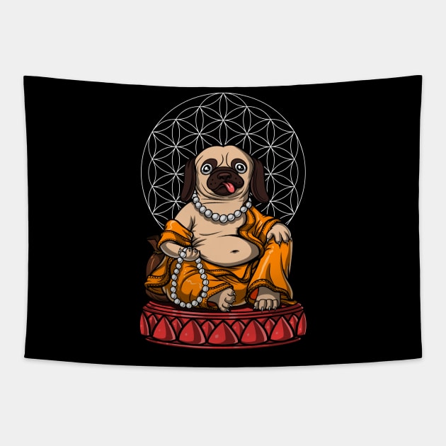 Pug Dog Buddha Tapestry by underheaven