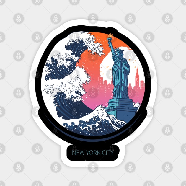 Wave Statue of liberty Magnet by albertocubatas