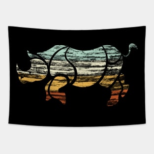 Indian Rhino Vintage Retro Graphic Tapestry