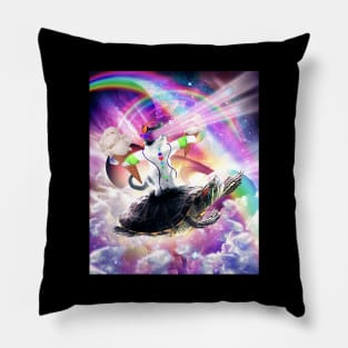 Lazer Rave Space Cat Riding Turtle Eating Ice Cream Pillow