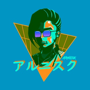 Aesthetic Retrowave Synthwave Girl (Arniisk) sky blue(emerald) T-Shirt