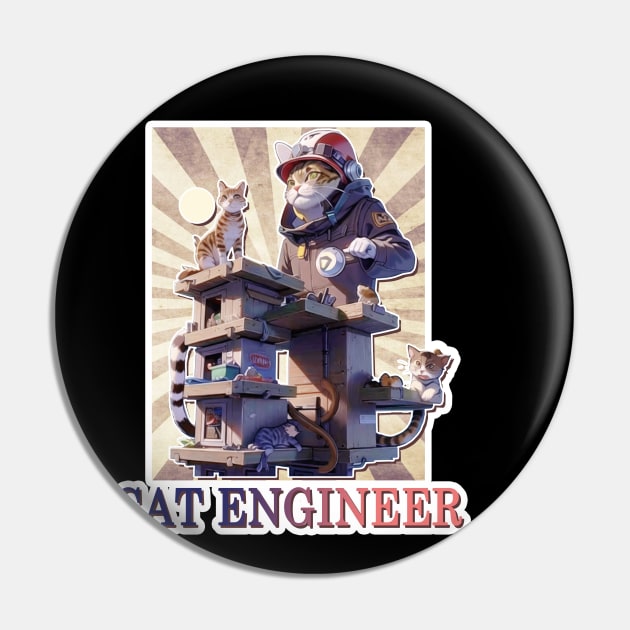 Cat Engineer Pin by LycheeDesign