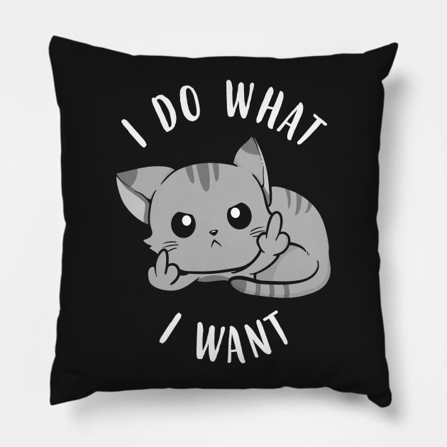 I Do What I Want Cat Rebel Pillow by KsuAnn