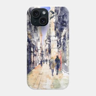 Barcelona - Gothic Quarter Watercolor Streetscape Phone Case