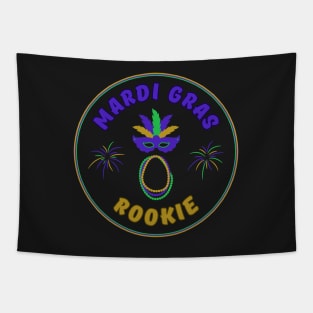 Mardi Gras Rookie Parade Celebration InBlack Tapestry